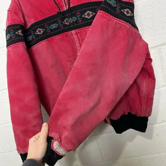 Vintage Carhartt Quilted Active Jacket “Red Aztec” J79 RED